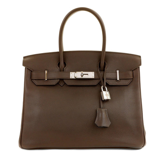Hermes Havana Evergrain W Palladium Hardware Handbag Brown Travel Bag