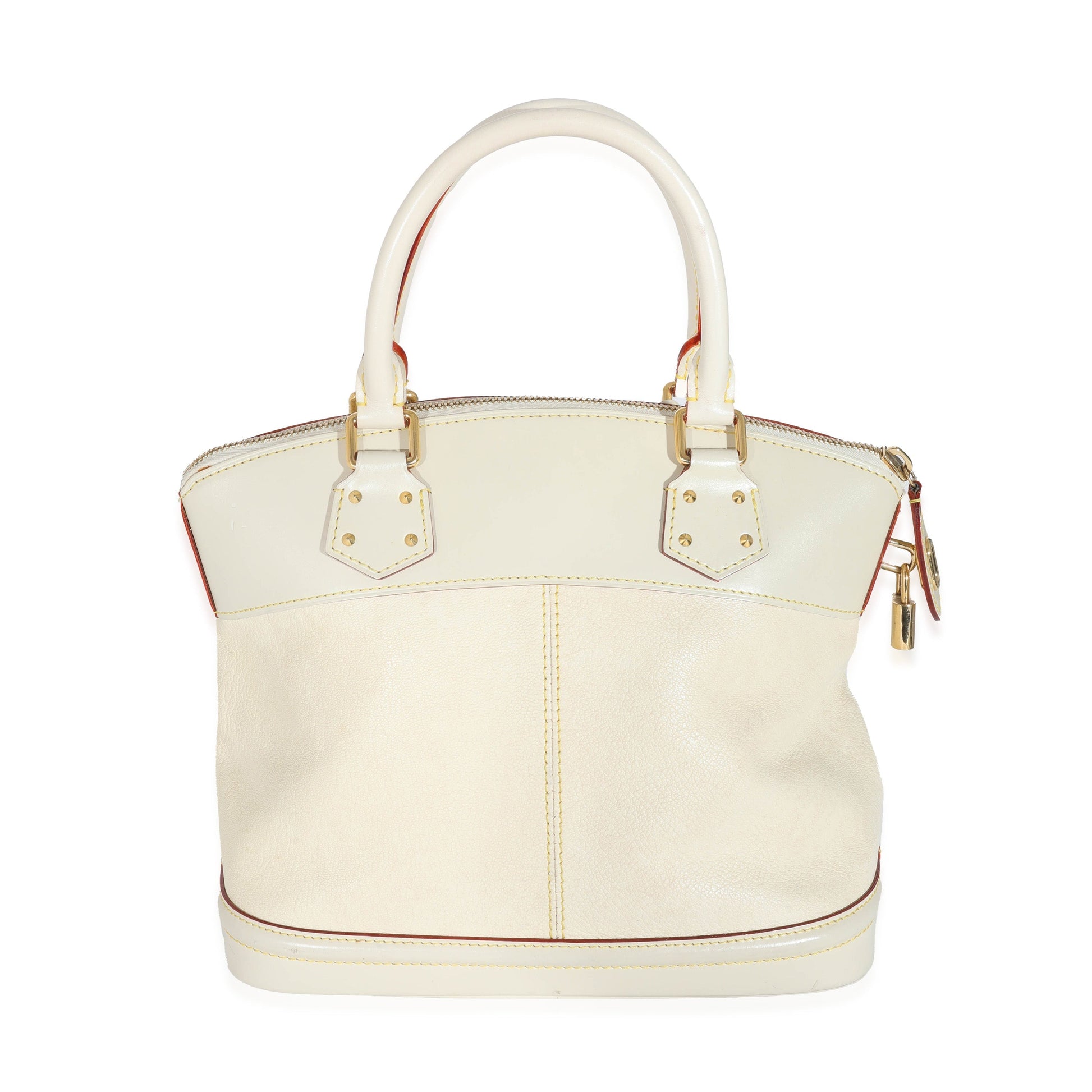 Louis Vuitton Ivory Suhali Lockit MM Leather Handbag