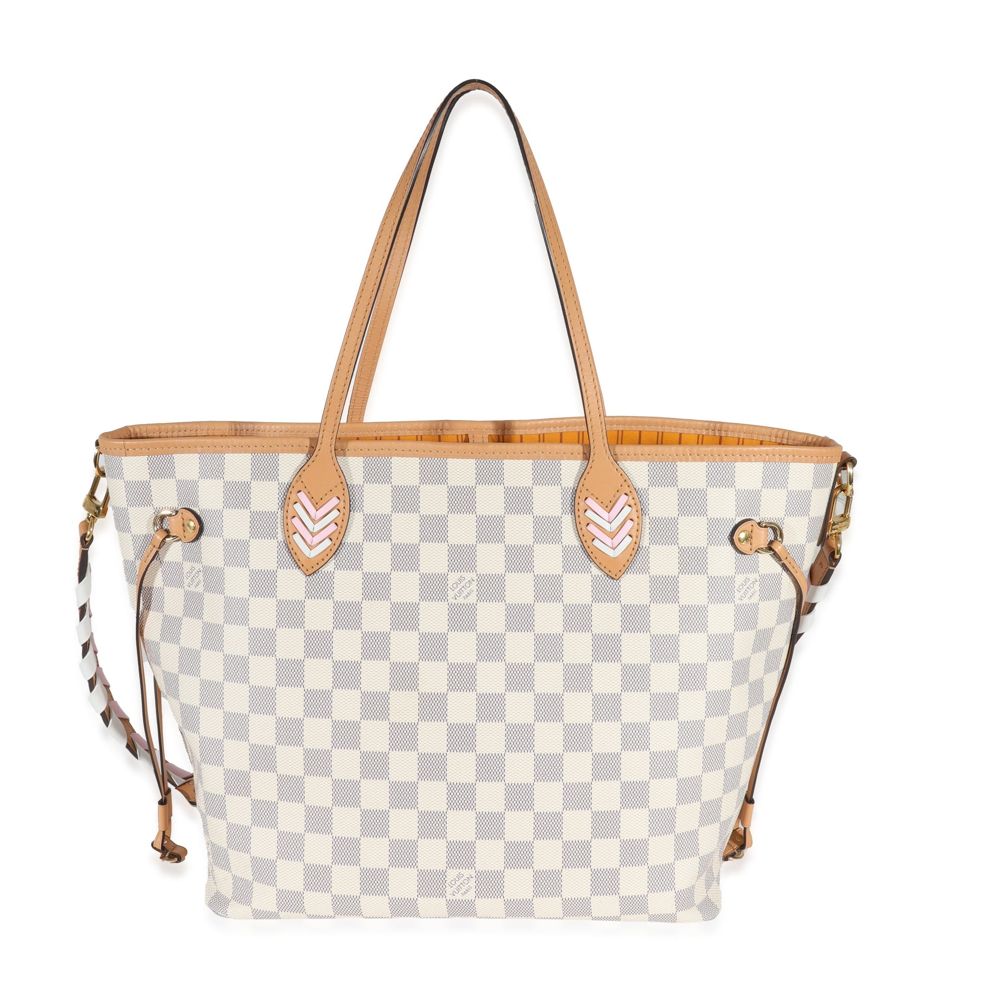 Louis Vuitton Damier Azur Braided Neverfull MM Canvas Tote Bag