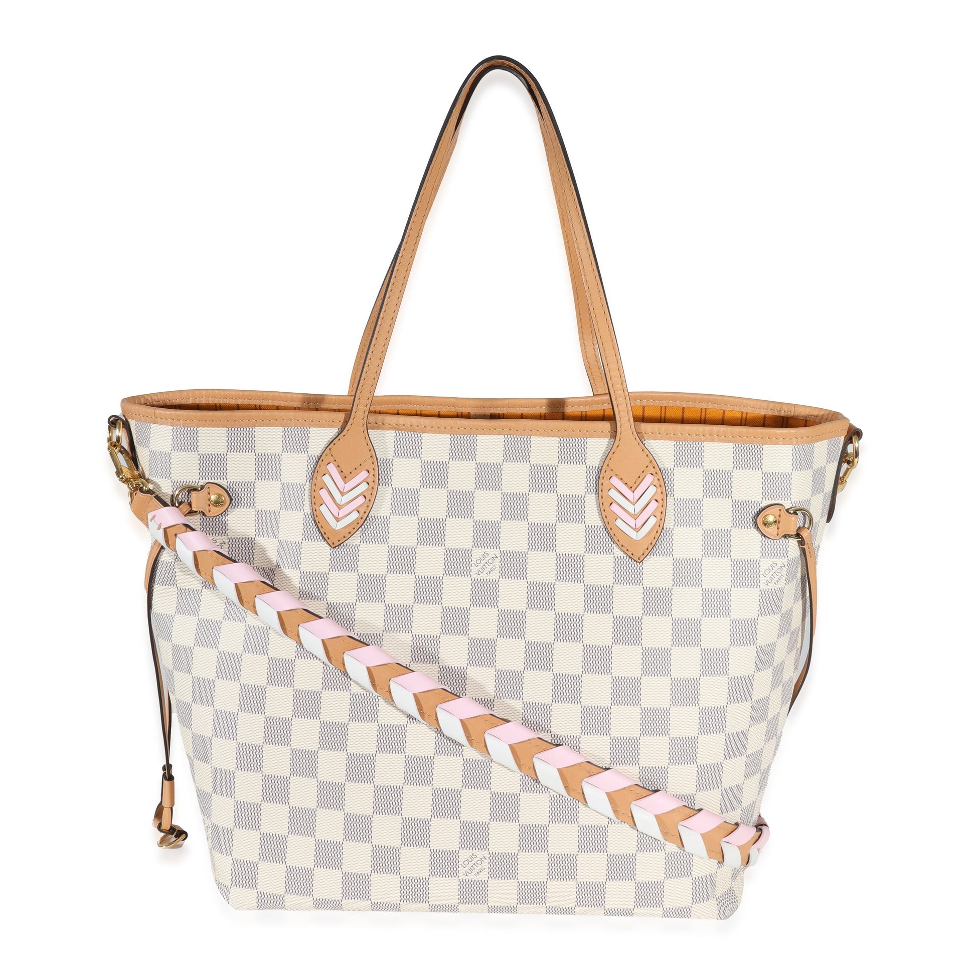 Louis Vuitton Damier Azur Braided Neverfull MM Canvas Tote Bag