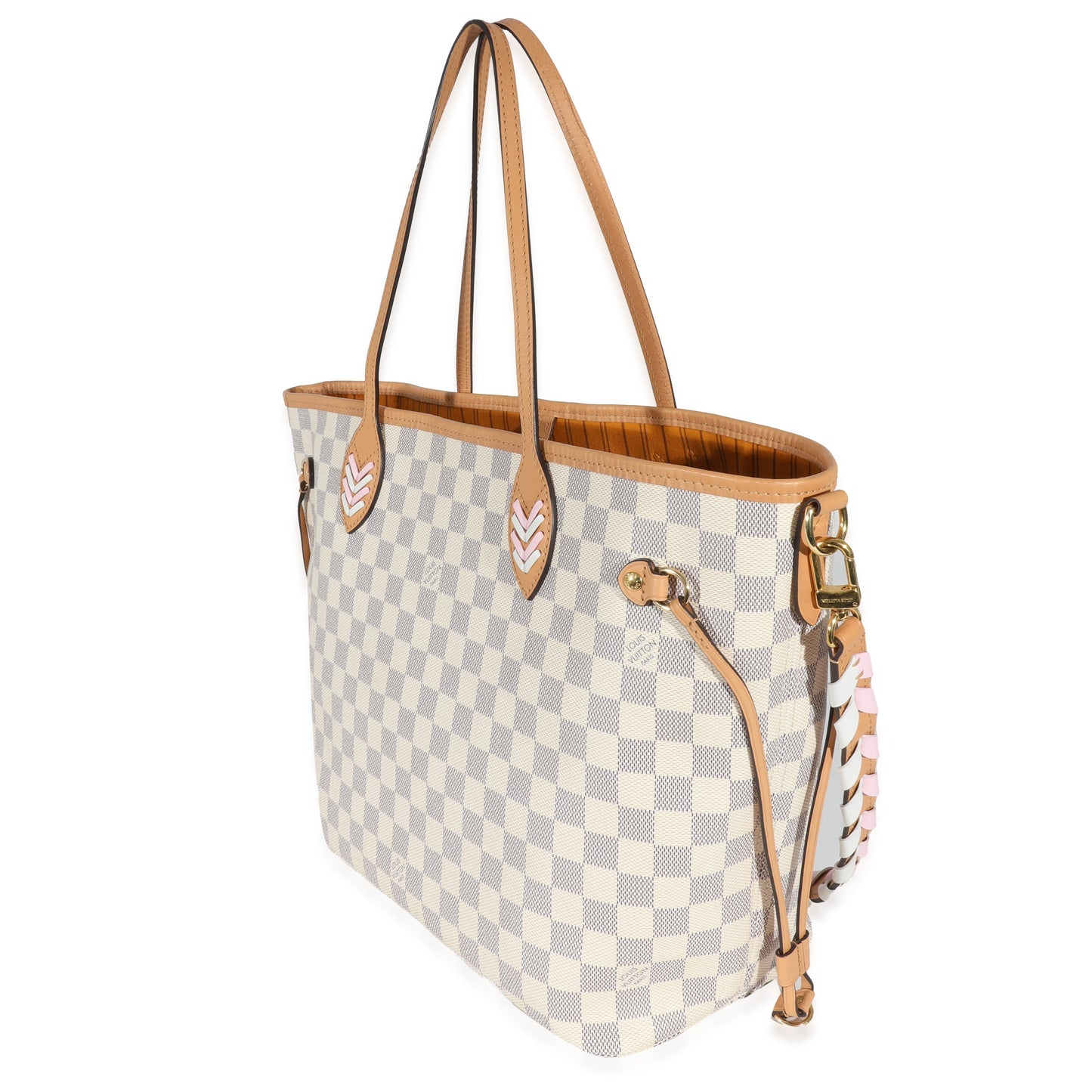 Louis Vuitton Damier Azur Braided Neverfull MM Canvas Tote Bag