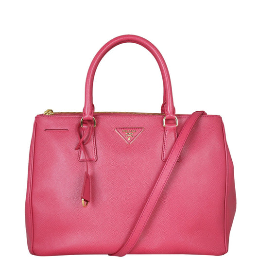 Prada Tote Bag Lux Galleria Double Tote 8 Saffiano Pink Medium