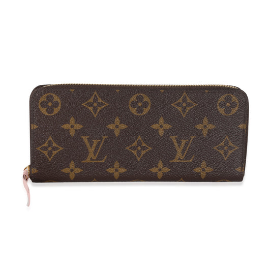 Louis Vuitton Rose Ballerine Clemence Monogram Canvas Wallet Case
