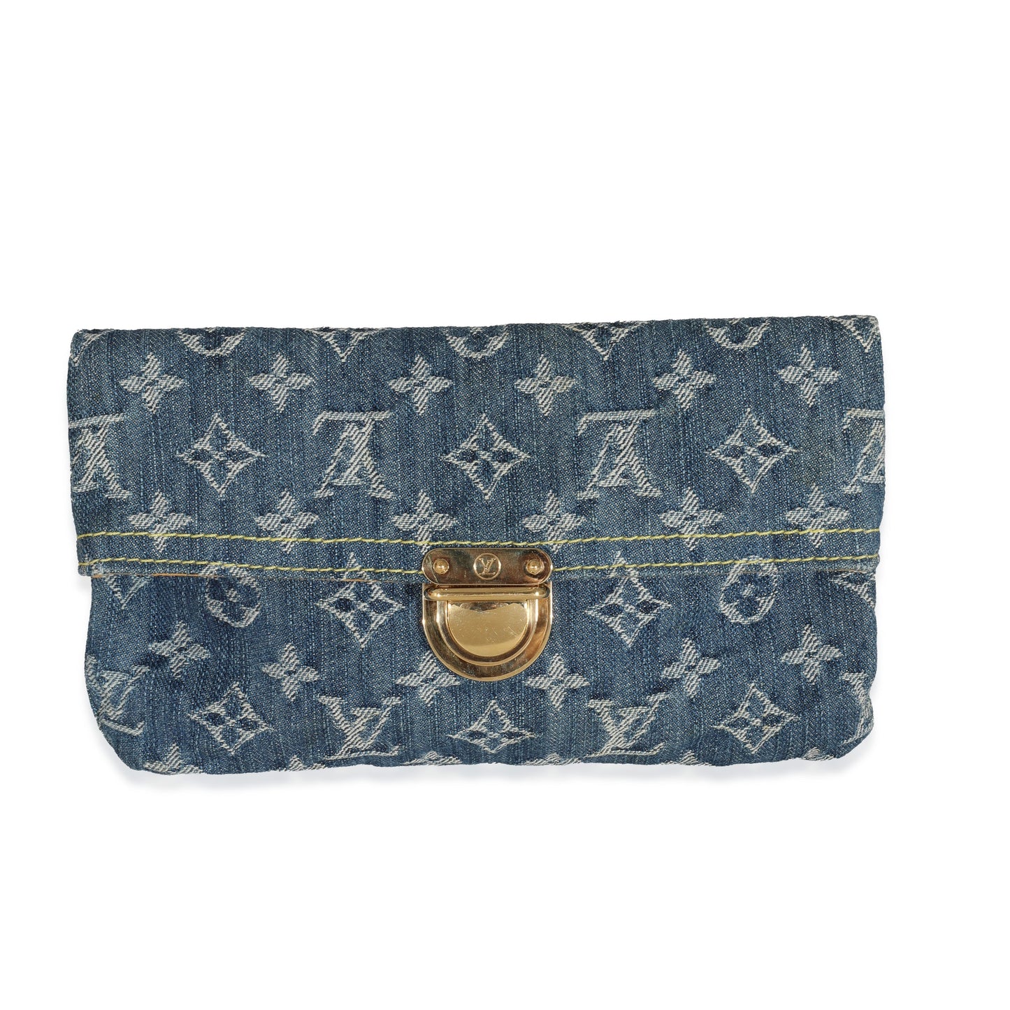 Louis Vuitton Plat Pochette Monogram Denim Blue Clutch Bag