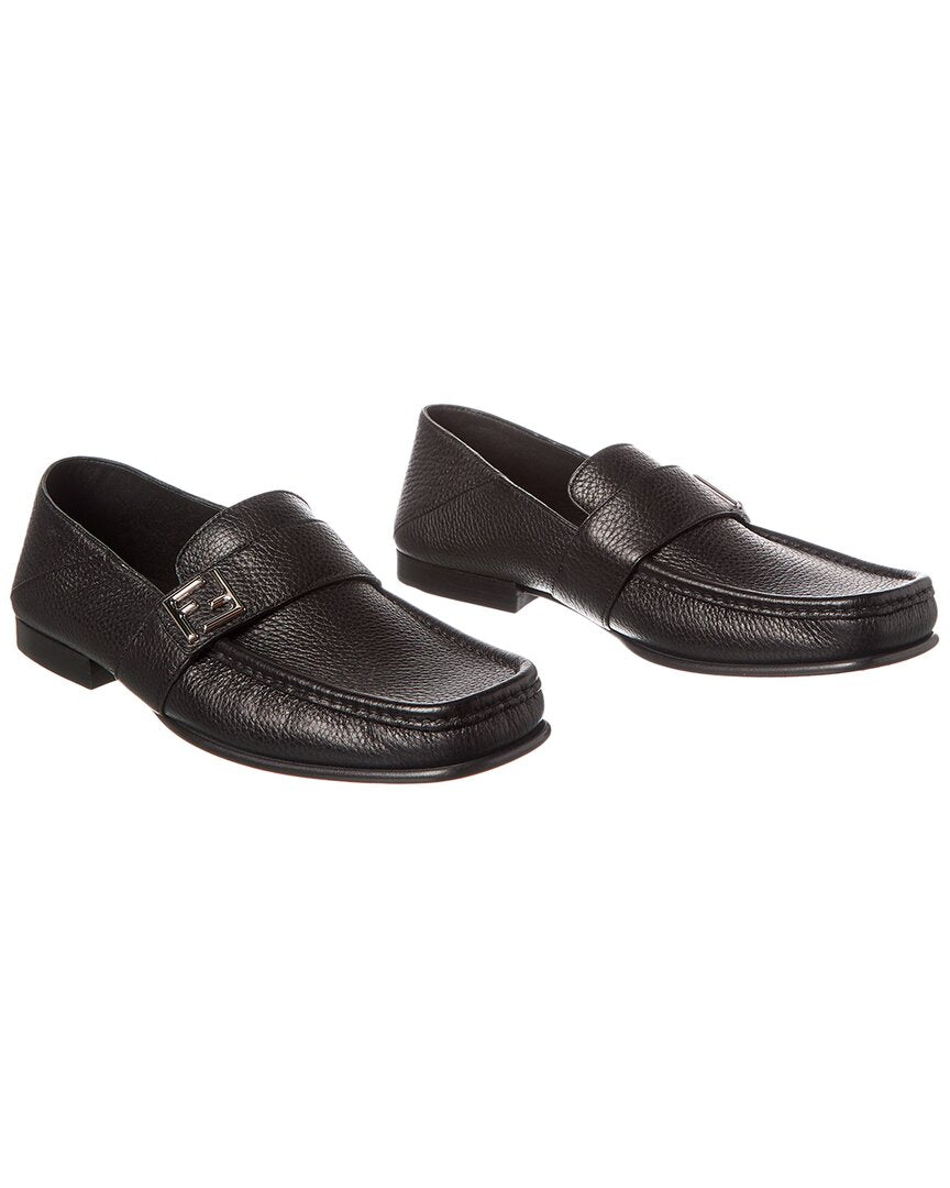 Fendi Shoe Ff Loafer Leather Black Shoes