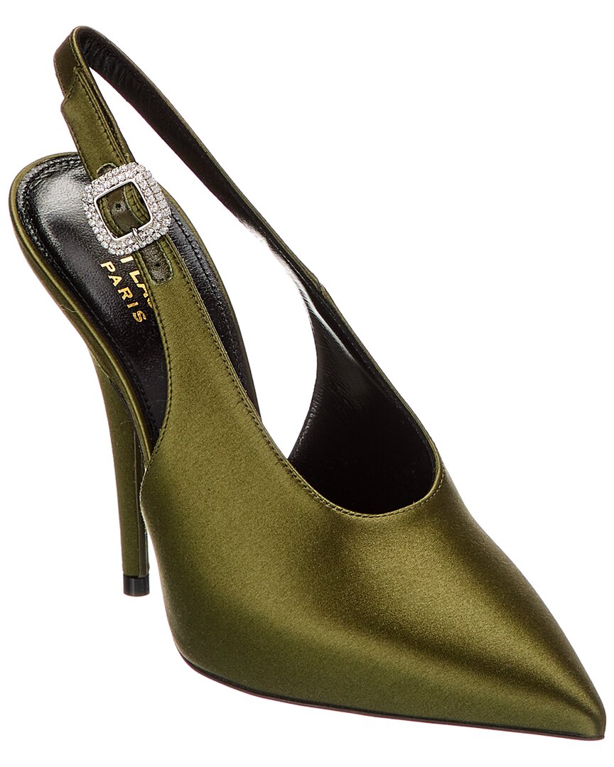 YSL Saint Laurent Sling Bag Yasmeen 115 Slingback Pump Satin Green Shoes