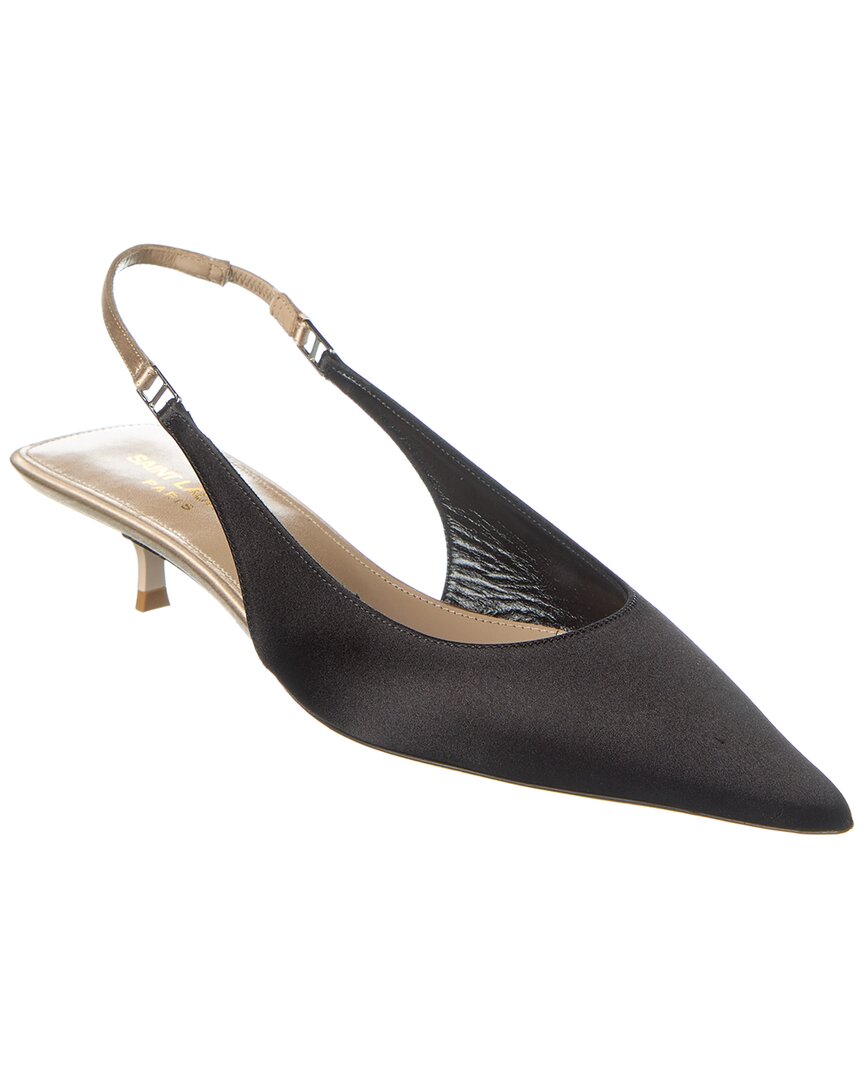 YSL Saint Laurent Sling Bag Cherish 30 Slingback Pump Satin Black Shoes