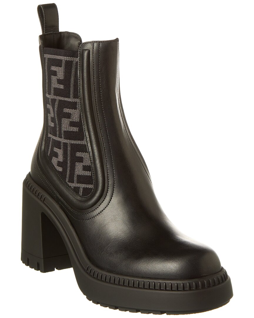 Fendi Shoe Ff Domino Boot 2 Leather Black Logo Shoes