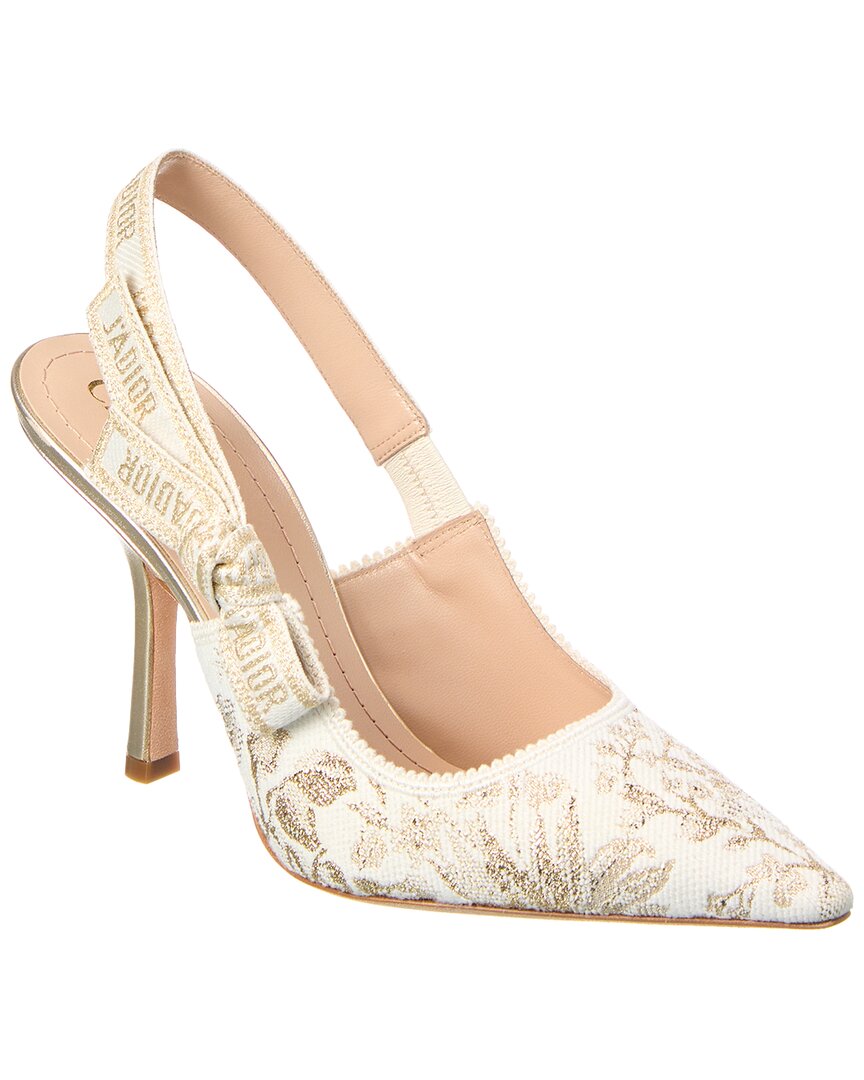 Dior Sling Bag J'a & Slingback Pump Leather Canvas Beige Shoes