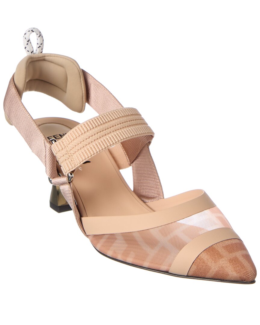Fendi Sling Bag Colibri Mesh Slingback Pump 3 Gray Shoes