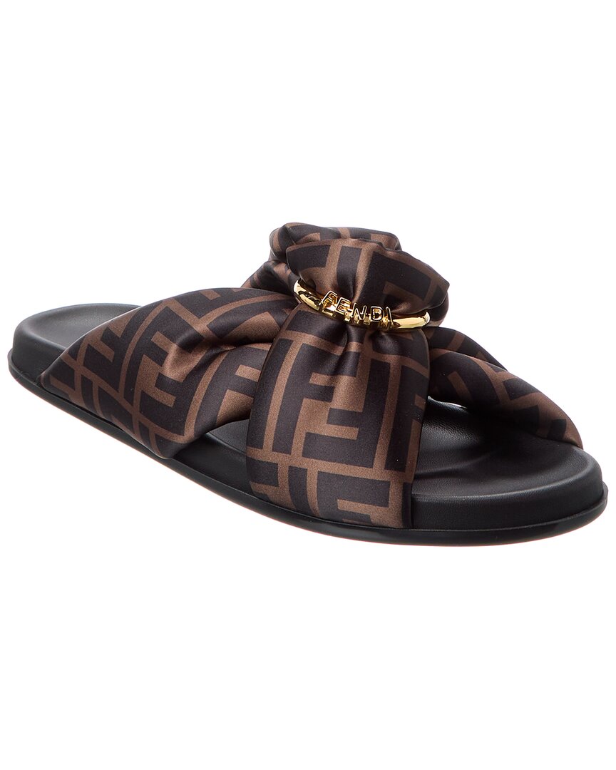 Fendi Shoe Feel Ff Sandal 3 Satin Brown Shoes