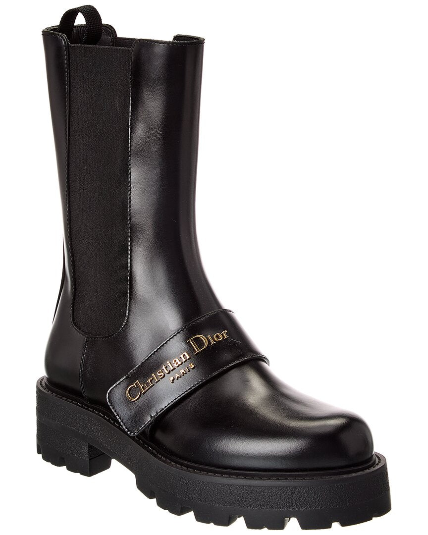 Dior Shoe D-Quest Boot Leather Black Shoes
