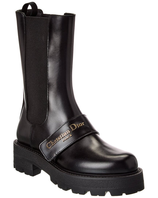 Dior Shoe D-Quest Boot Leather Black Shoes