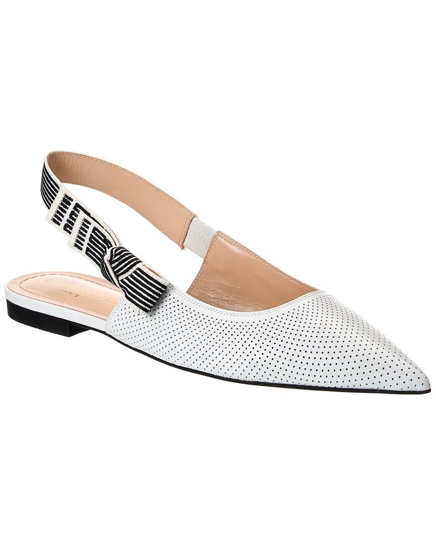 Dior Sling Bag Toujours Slingback Flat 3 Leather White Shoes