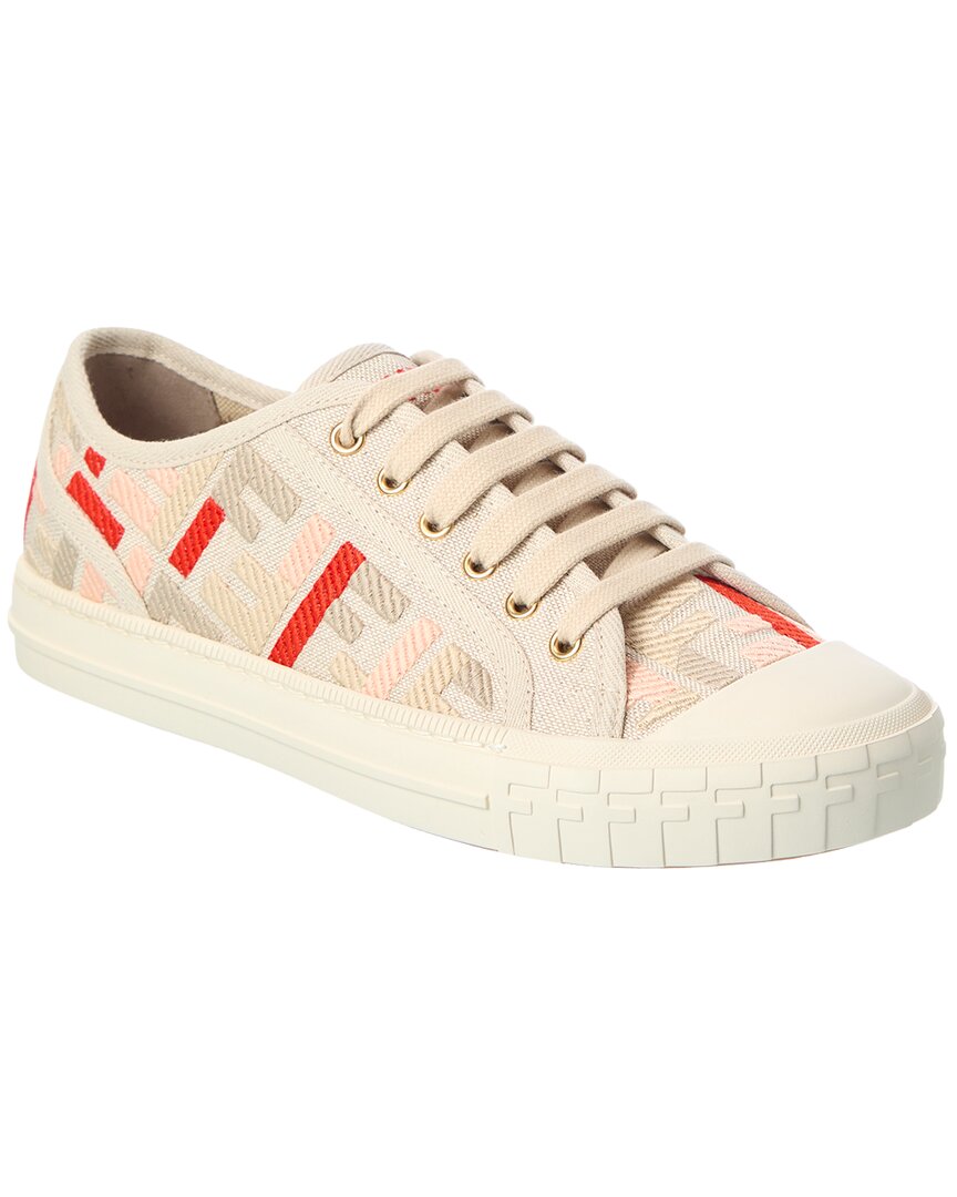 Fendi Shoe Domino Ff Sneaker 3 Canvas Beige Shoes