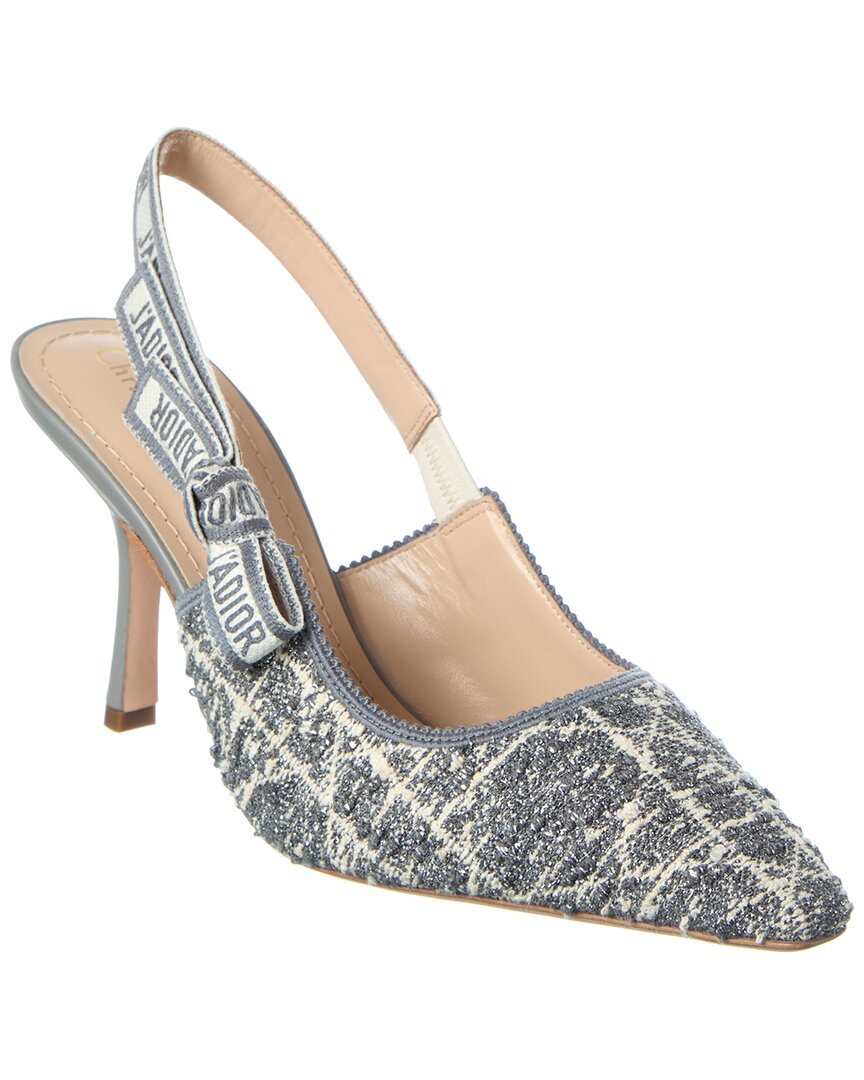 Dior Sling Bag J'a Tweed & Slingback Pump 2 Leather Gray Shoes