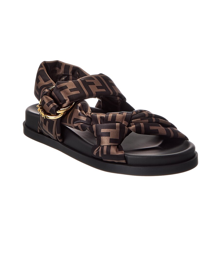 Fendi Shoe Feel Ff Sandal Satin Black Shoes