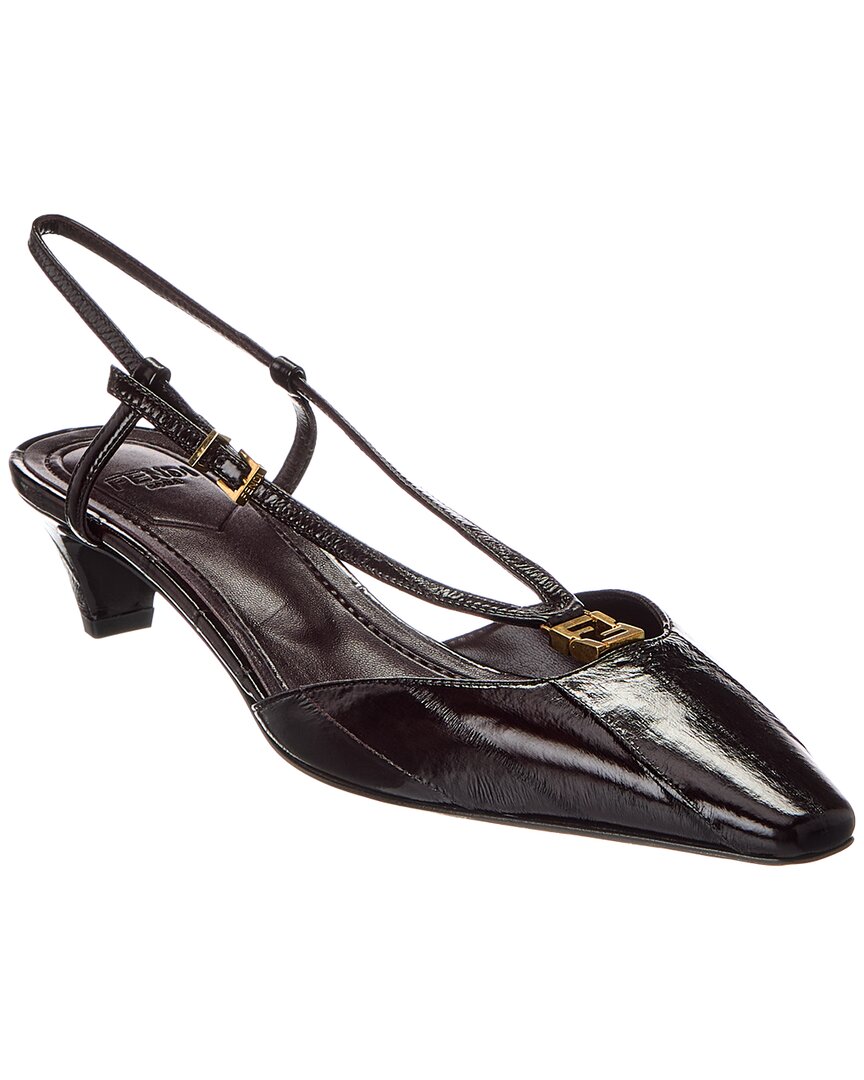 Fendi Sling Bag Colibri Lite Ff Jacquard Velvet Slingback Brown Shoes Slingback Pump 4