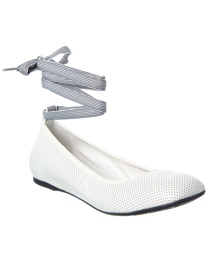 Dior Shoe D-Journey Ballerina Flat Leather White Shoes