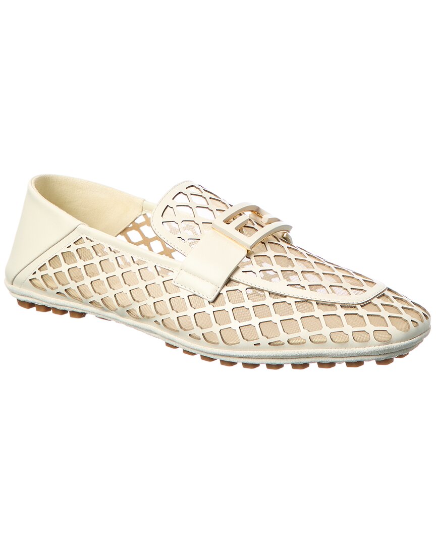 Fendi Shoe Baguette & Mesh Loafer 2 Leather White Shoes