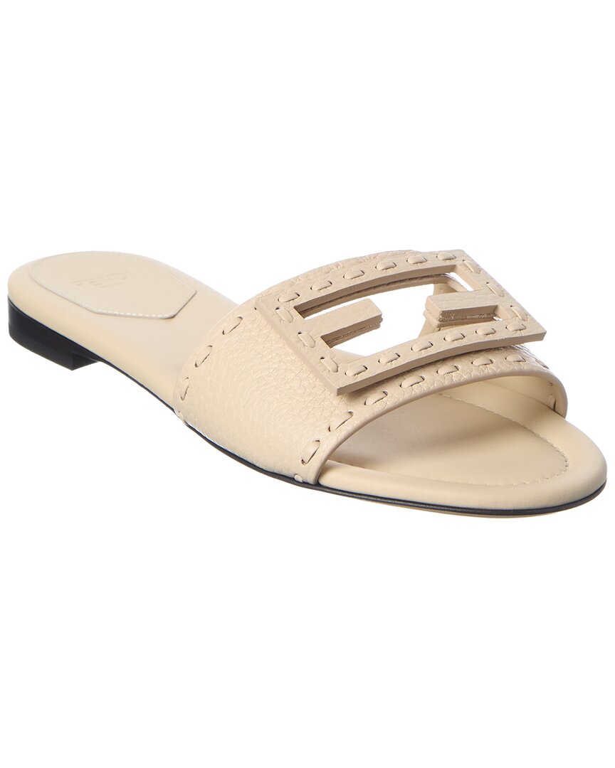Fendi Shoe Ff Baguette Sandal 5 Leather Gray Shoes