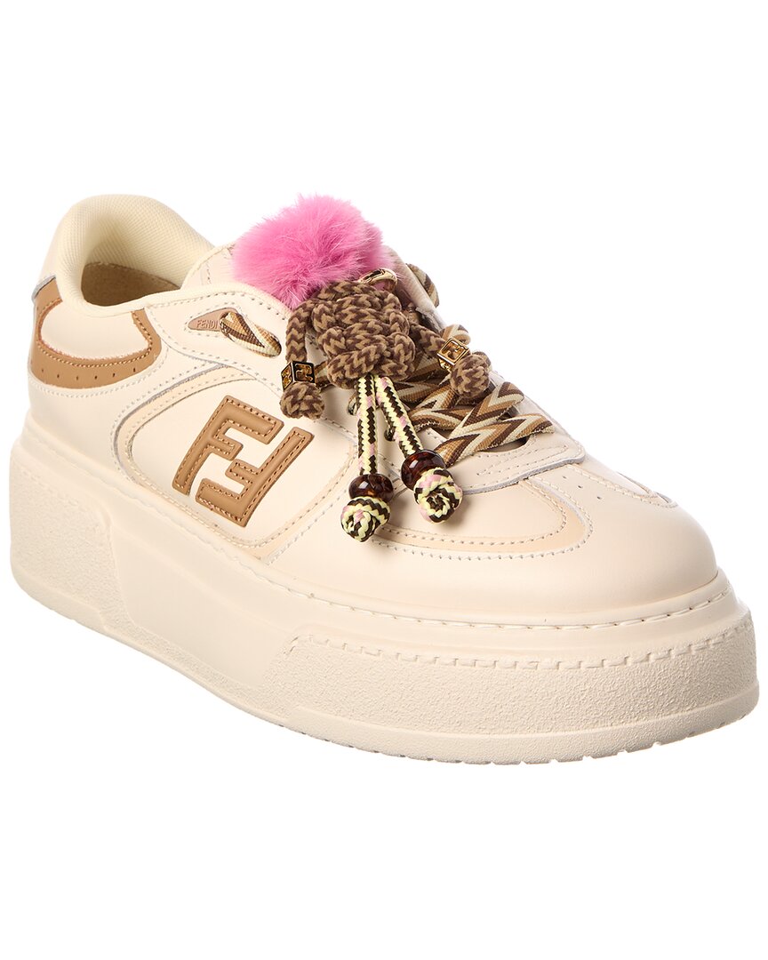 Fendi Shoe Match Platform Sneaker 3 Leather White Shoes