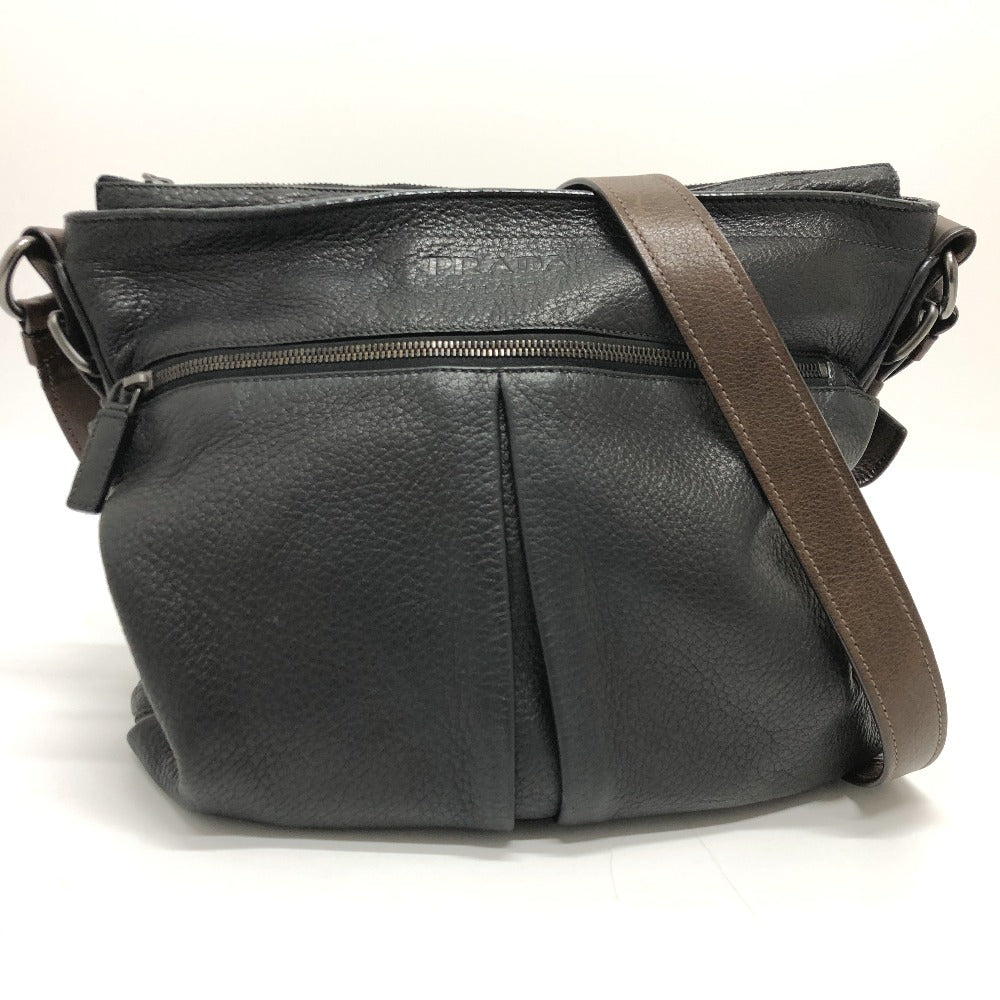 Shoulder Bag Front Pocket Women Leather Black