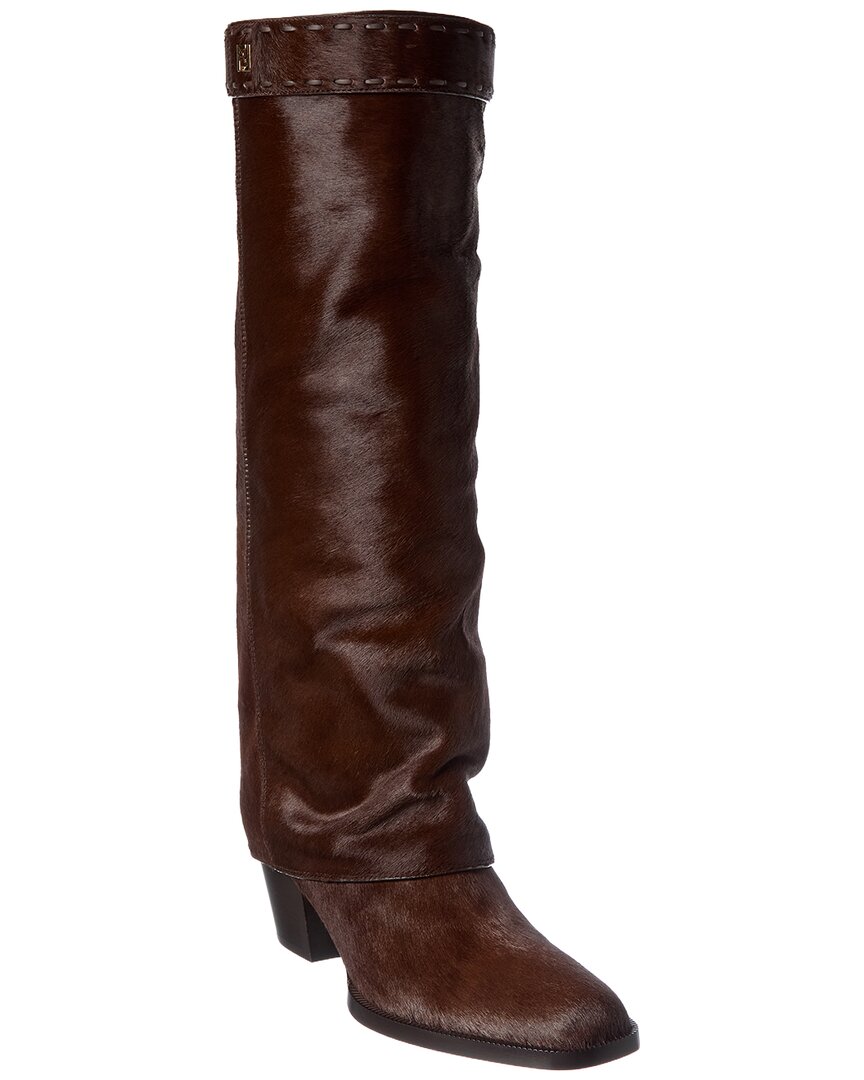 Fendi Shoe Show Haircalf Knee-High Boot Brown Shoes