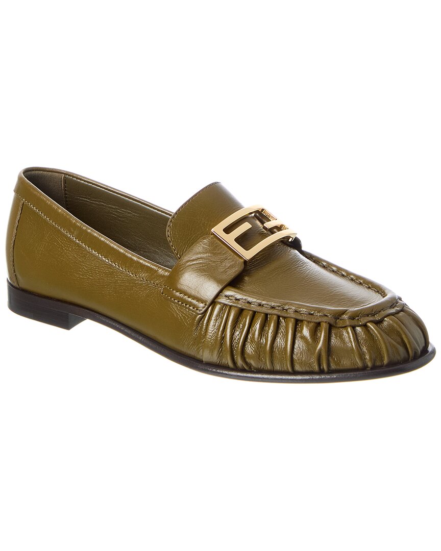 Fendi Shoe Baguette Loafer 6 Leather Green Shoes