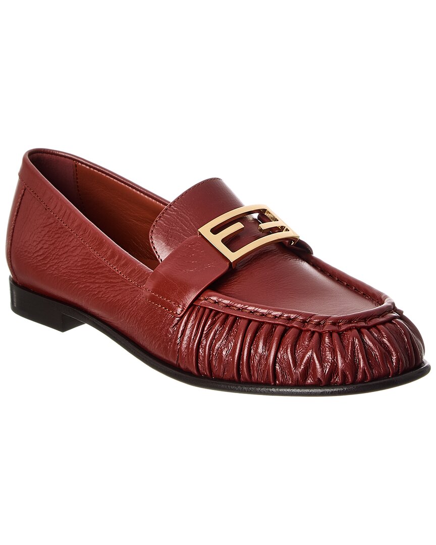 Fendi Shoe Baguette Loafer 7 Leather Red Shoes
