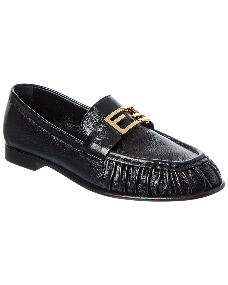 Fendi Shoe Baguette Loafer Leather Black Shoes