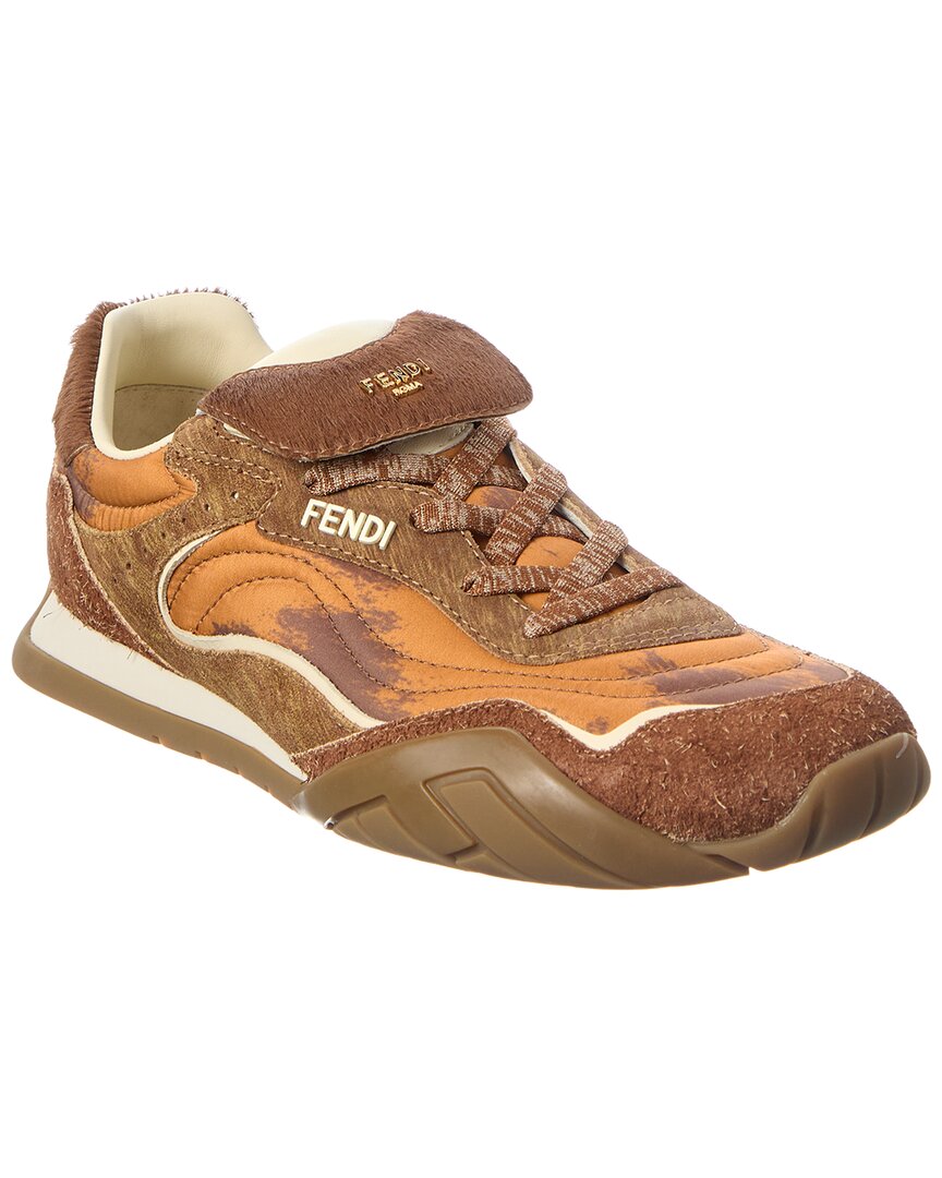 Fendi Shoe Wave Pulse Tech Fabric & Sneaker 3 Suede Brown Shoes