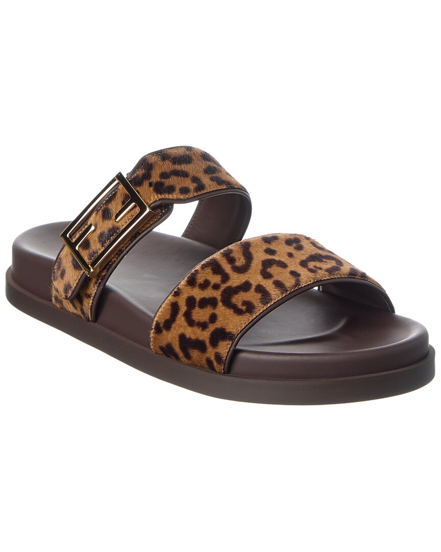 Fendi Shoe Feel Haircalf & Sandal Leather Brown Shoes