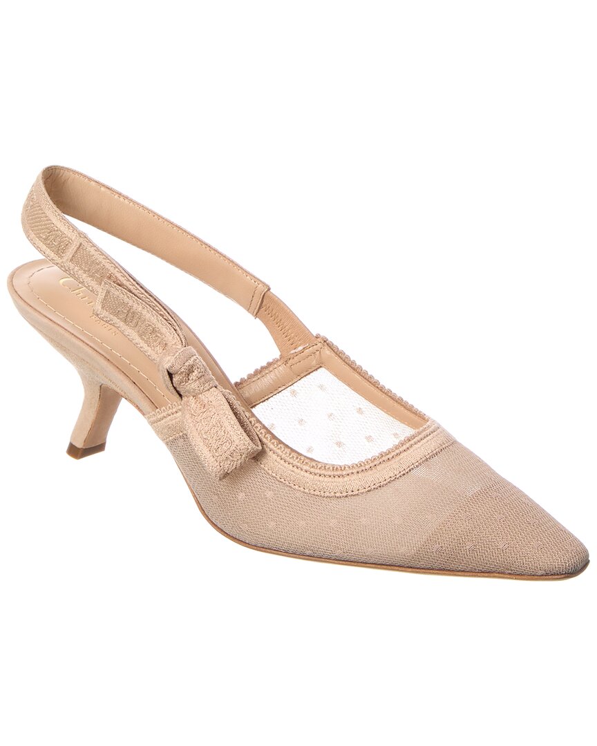 Dior Sling Bag J'a Mesh & Slingback Pump Suede Beige Shoes