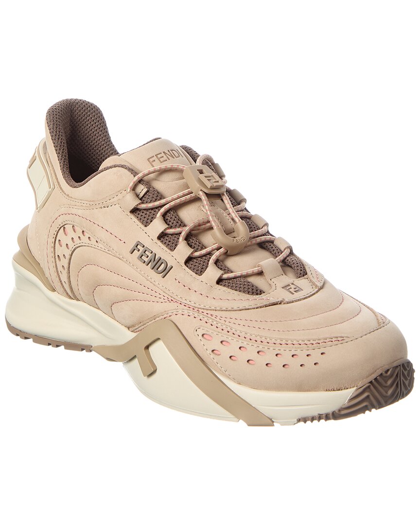 Fendi Shoe Flow Sneaker Leather Beige Shoes