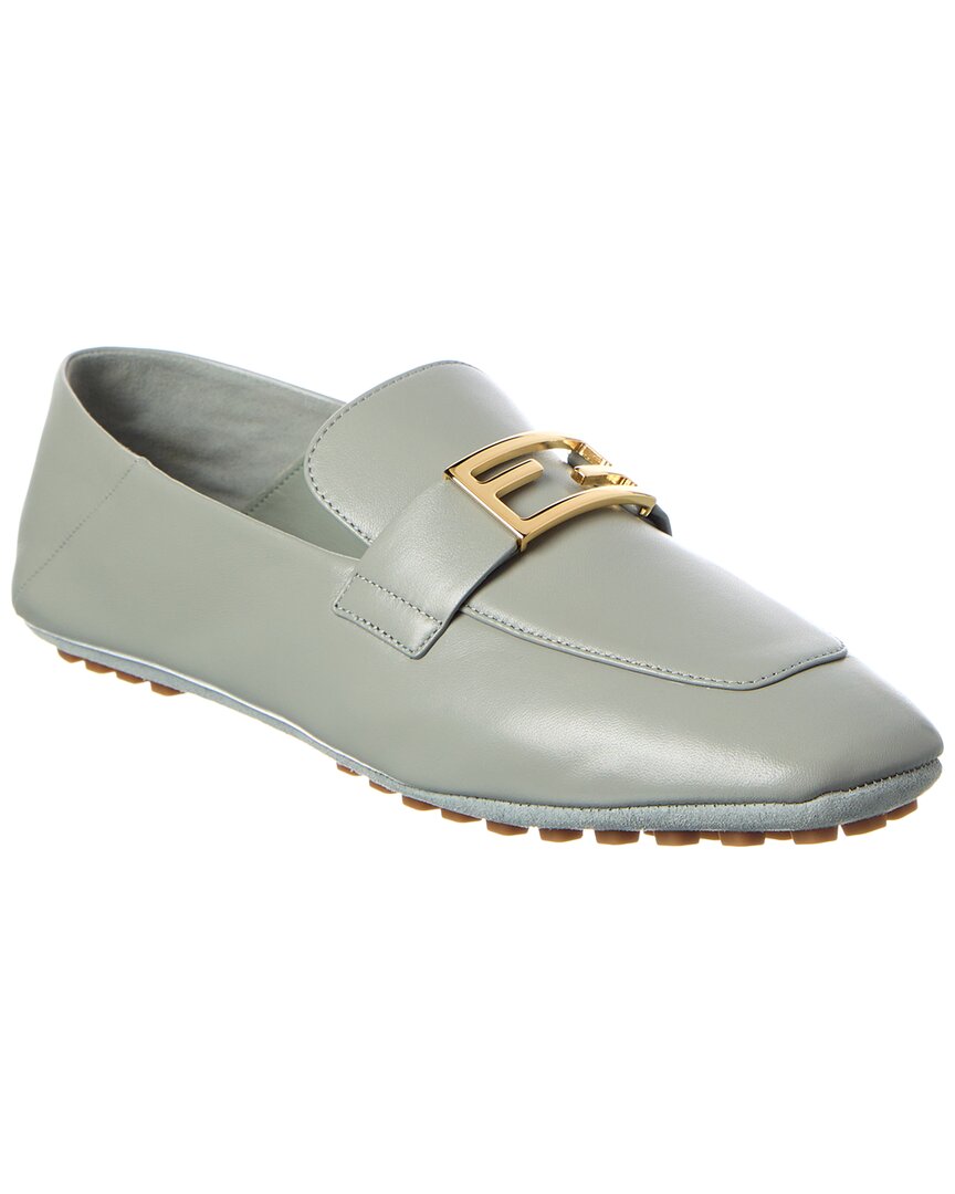 Fendi Shoe Baguette Loafer Leather Green Logo Shoes