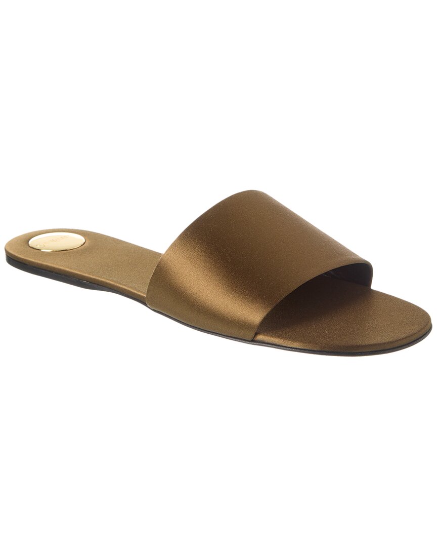 YSL Saint Laurent Carlyle Flat Sandal Satin Yellow Shoes
