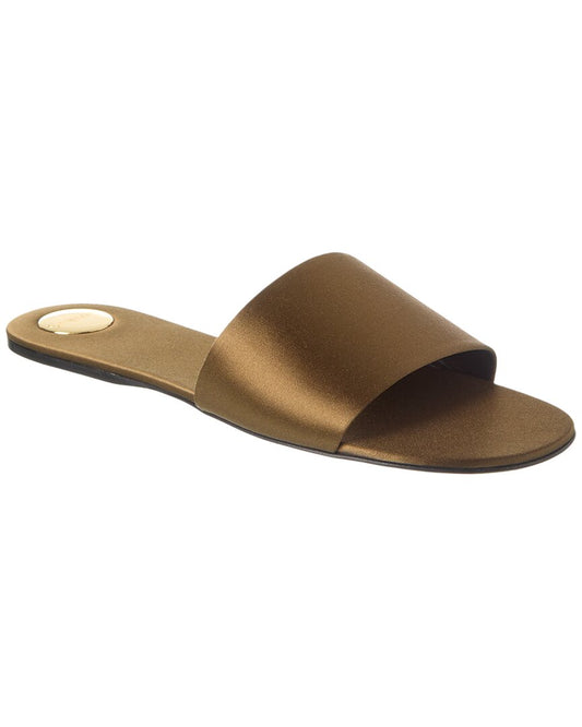 YSL Saint Laurent Carlyle Flat Sandal Satin Yellow Shoes