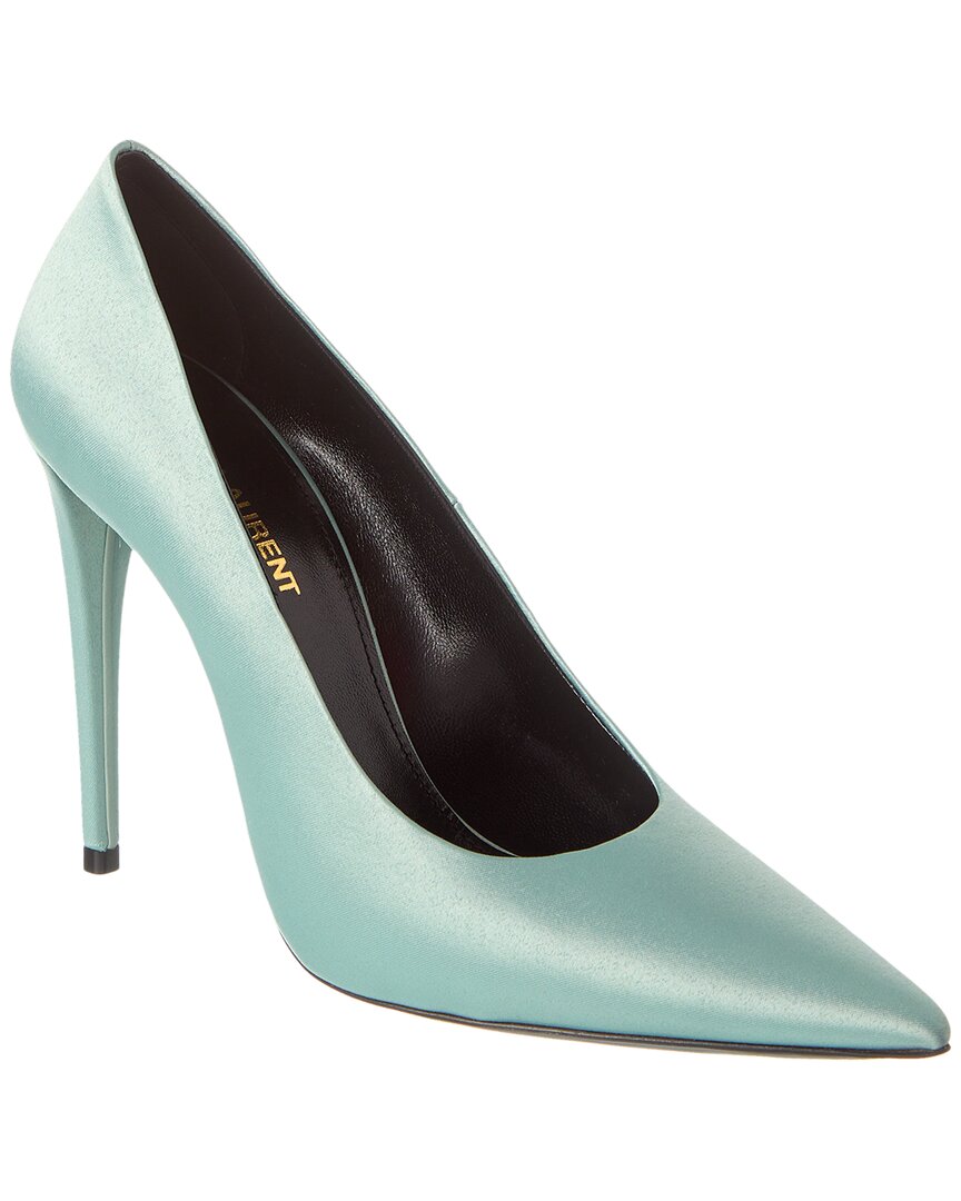 YSL Saint Laurent Monceau 110 Pump 2 Satin Blue Shoes