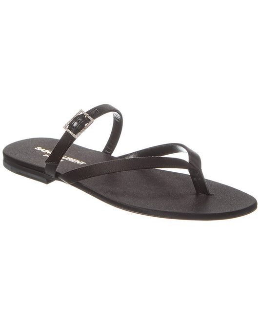 YSL Saint Laurent Laszio Sandal Satin Black Shoes