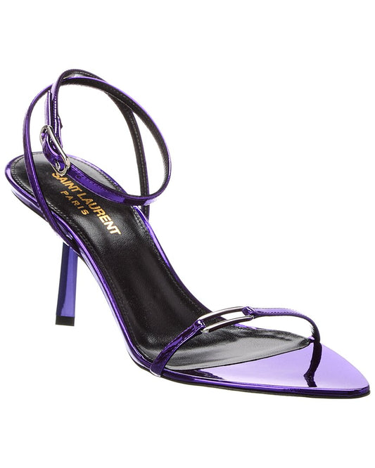 YSL Saint Laurent Kitty 75 Sandal Leather Purple Shoes