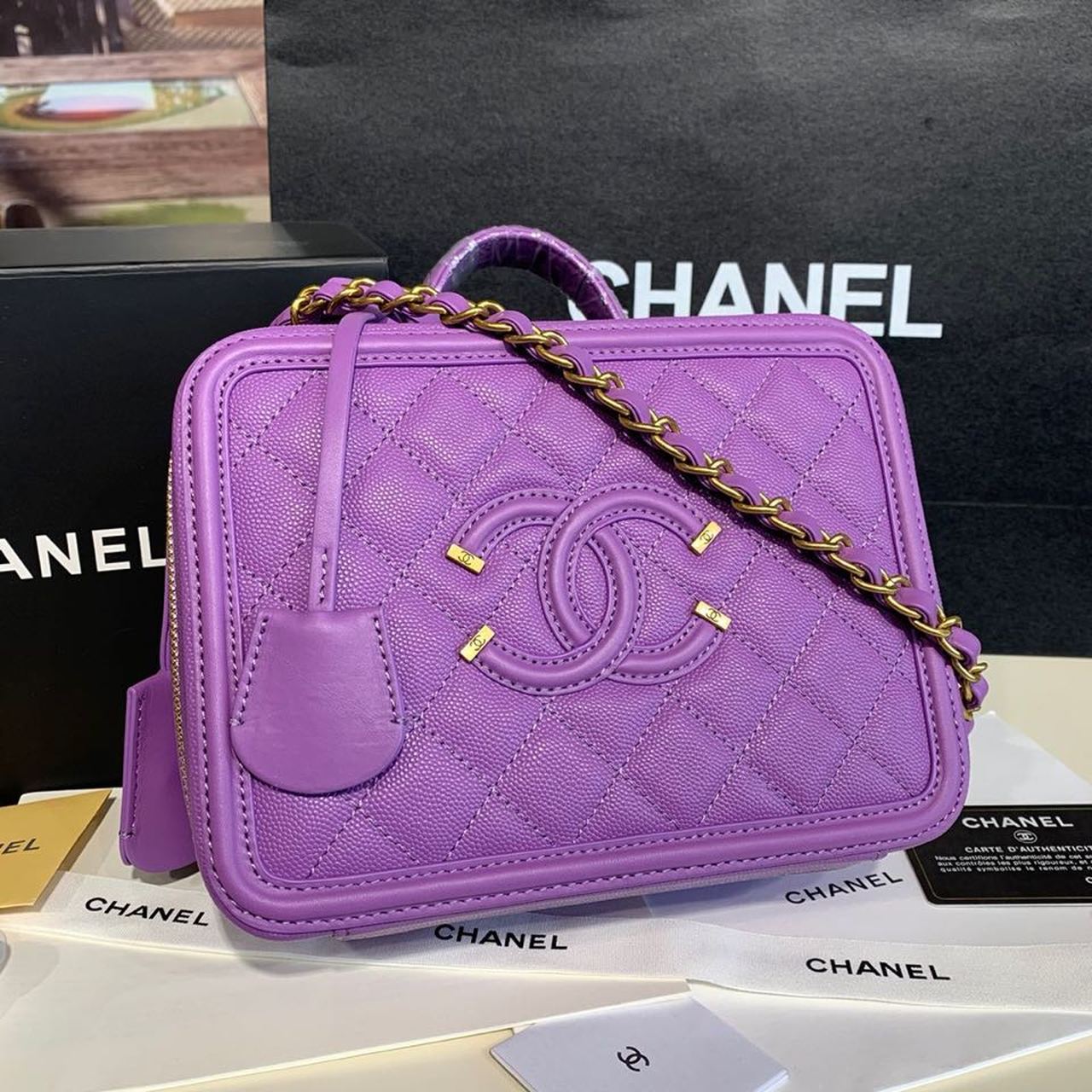 CHL Top QualityTop Qualityligree Vanity Leather Gold Jewelry Collection Purple