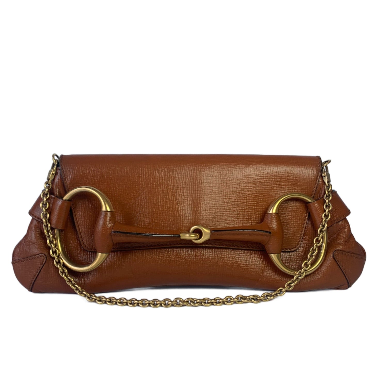 Gucci Horsebit Camel Leather Large Chain Shoulder Bag