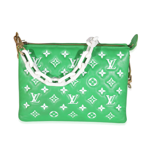 Louis Vuitton Puffy Coussin PM Monogram Lambskin White Green Handbag