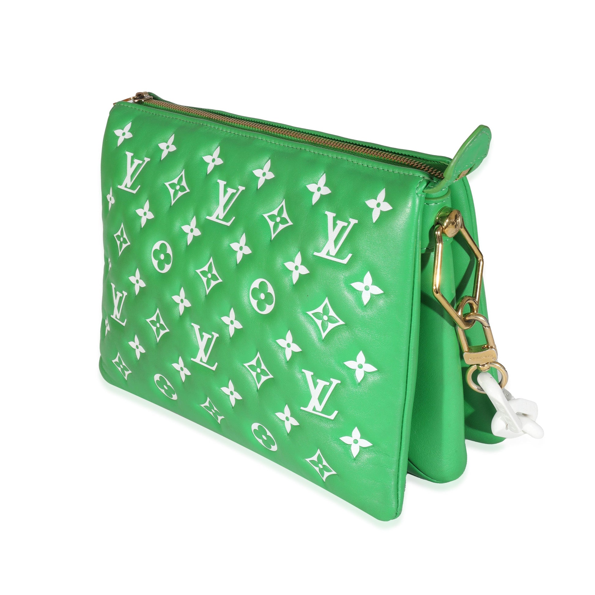 Louis Vuitton Puffy Coussin PM Monogram Lambskin White Green Handbag