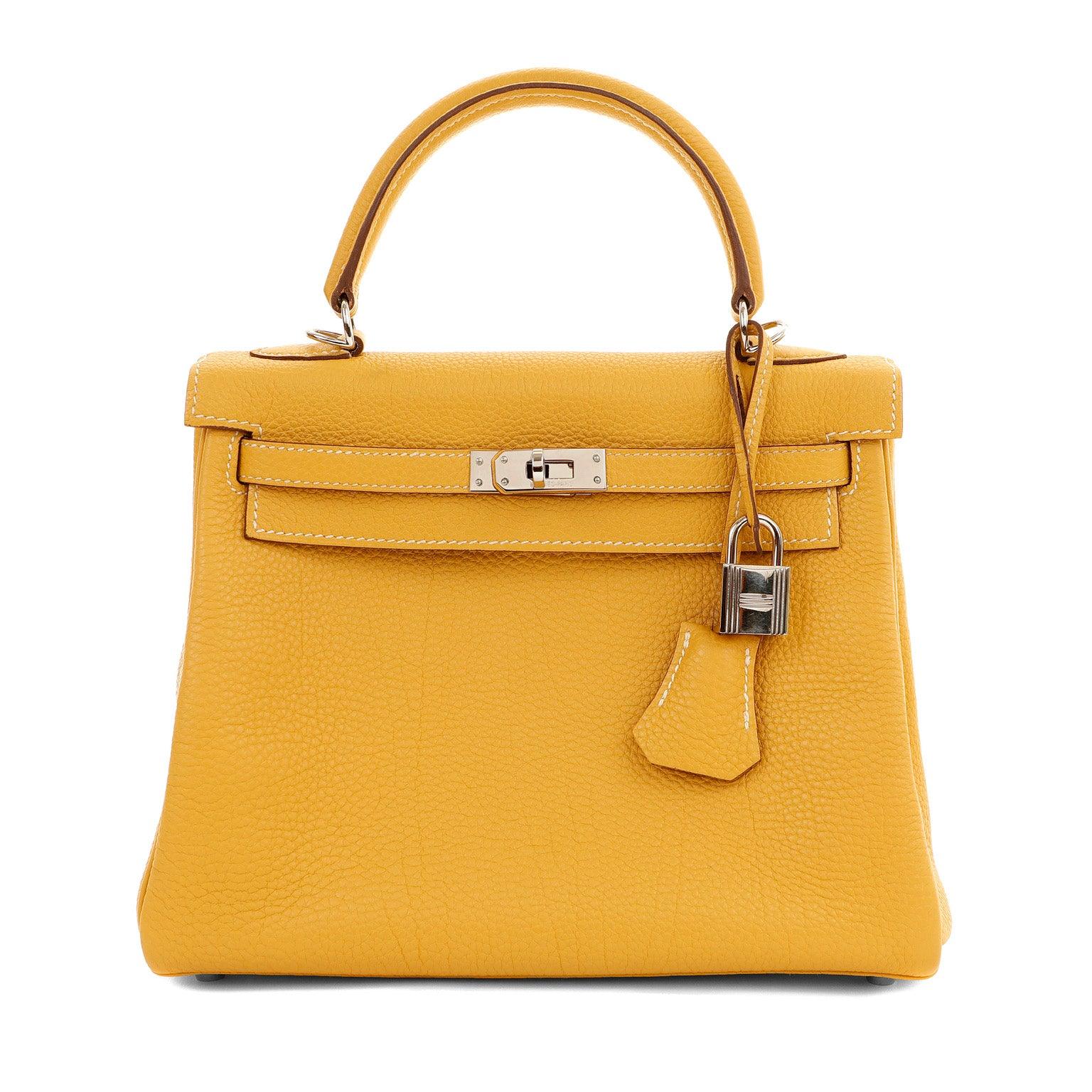 Hermes Kelly Moutard Togo W Palladium Hardware Handbag Travel Bag