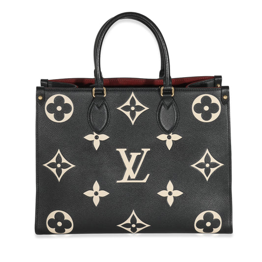 Louis Vuitton Giant Empreinte OnTheGo MM Monogram Black Beige Handbag Onthego Mm