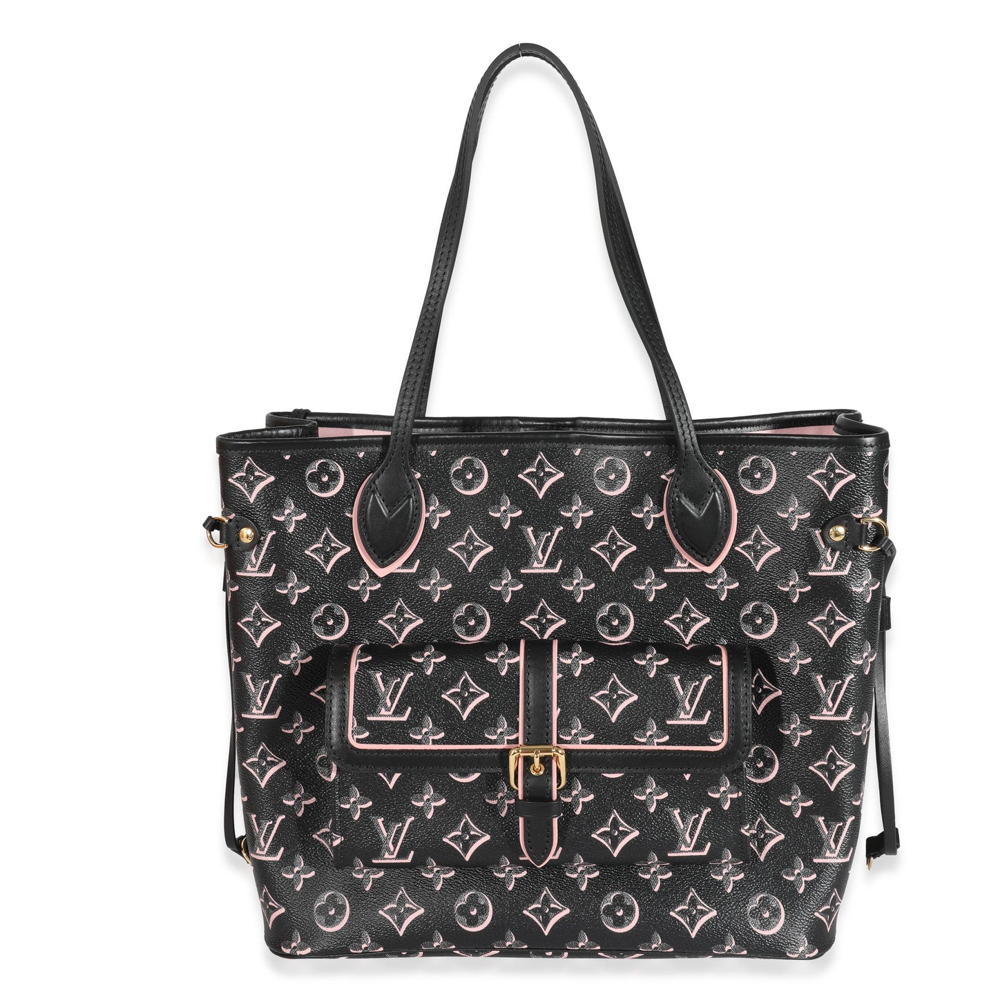 Louis Vuitton Fall You Neverfull MM Monogram Canvas Black Pink Tote Bag Neverfull Mm