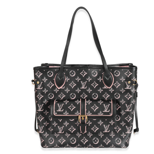 Louis Vuitton Fall You Neverfull MM Monogram Canvas Black Pink Tote Bag Neverfull Mm