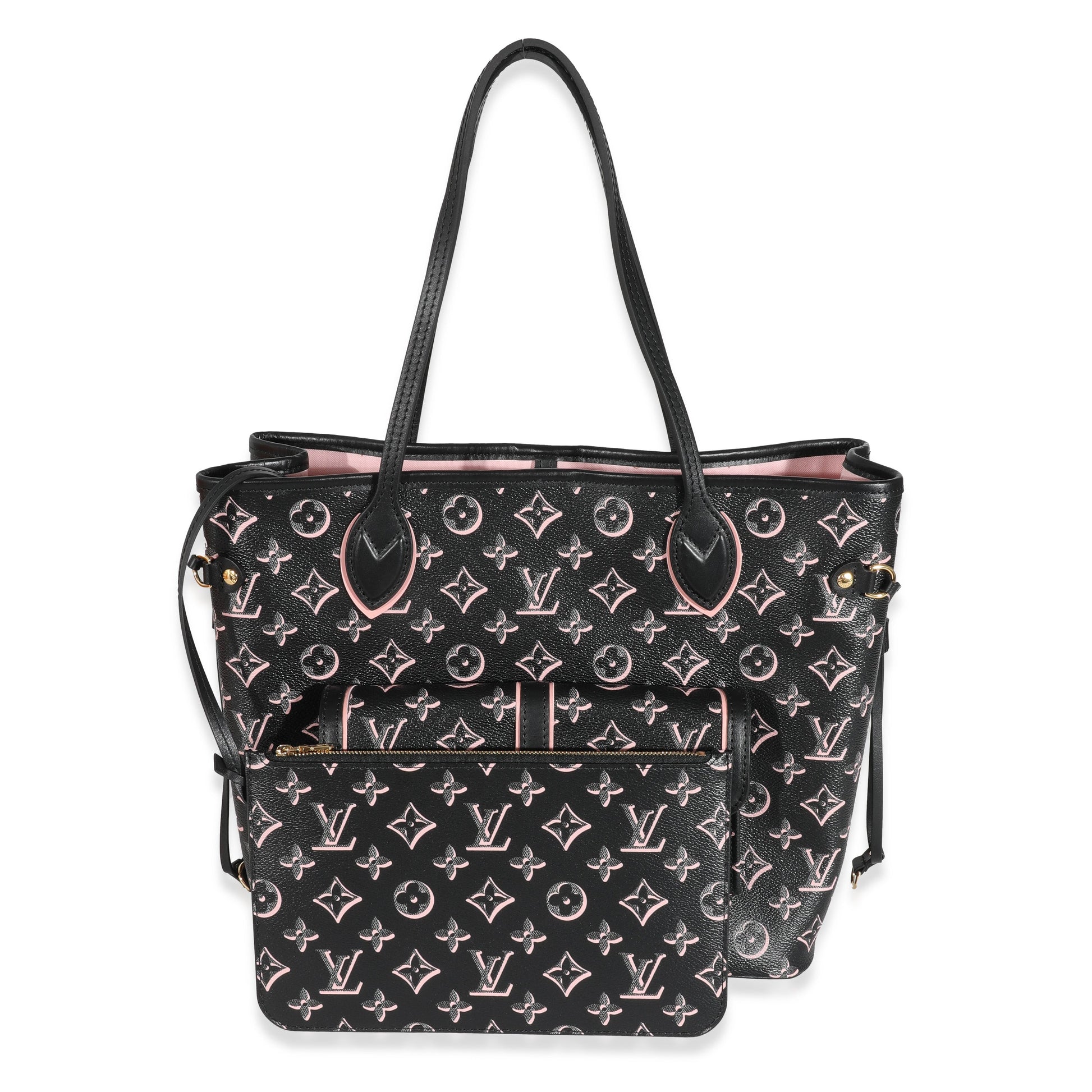 Louis Vuitton Fall You Neverfull MM Monogram Canvas Black Pink Tote Bag Neverfull Mm